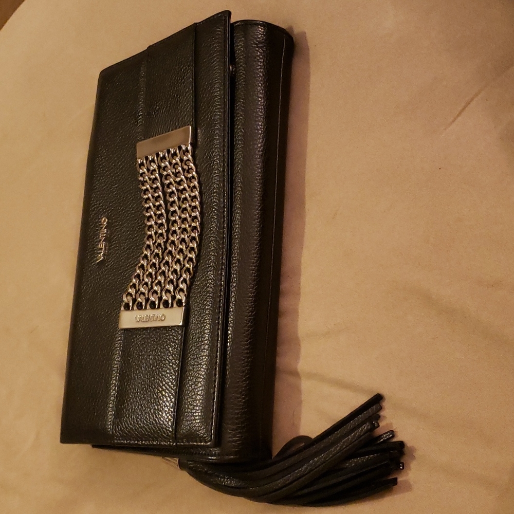 Valentino by Mario Valentino 100% genuine black Italian leather clutch purse